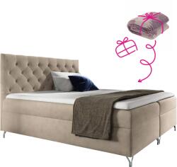 TEMPO KONDELA Boxspring ágy, 180x200, bézs Velvet szövet, GULIETTE + ajándék