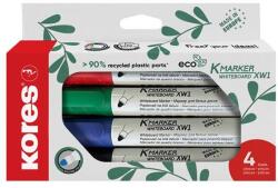 Kores Tábla- és flipchart marker készlet, 3 mm, kúpos, KORES "ECO K-Marker XW1", 4 különböző szín (20724) - nyomtassingyen