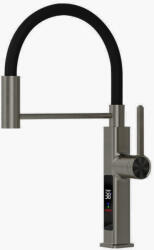 Welland H-6047 mosogató smart csaptelep - kihúzható flexibilis fej - vízhőfok kijelző (fekete - gunmetal)