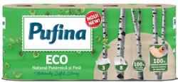 Pufina Toalettpapír, 3 rétegű, kistekercses, 8 tekercs, PUFINA "Eco", fehérítetlen és vegyszermentes (PP21042) - nyomtassingyen