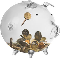 Ruhhy Átlátszó üveg malacpersely - 12, 5 x 18, 5 x 12 cm