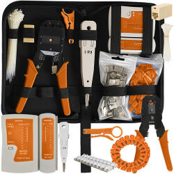 Malatec Kábel krimpelő készlet, hálózati teszter 145db-os