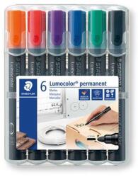 STAEDTLER Alkoholos marker készlet, 2 mm, kúpos, STAEDTLER "Lumocolor® 352", 6 különböző szín (352 WP6) - mystock
