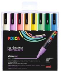 uni Dekormarker készlet, 0, 9-1, 3 mm, UNI "Posca PC-3M", 8 különböző pasztell szín (2UPC3MPASZTELL) - mystock