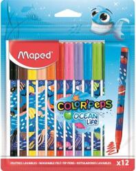 Maped Filctoll készlet, 2 mm, kimosható, MAPED "Color`Peps Ocean Life", 12 különböző szín (845701) - mystock