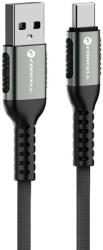  USB töltő- és adatkábel, USB Type-C, 120 cm, 3000 mA, 66W, törésgátlóval, gyorstöltés, QC 3.0, cipőfűző minta, Forcell F-Energy C256, fekete
