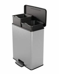 Keter Pedálos szemetes, újrahasznosított műanyag, kivehető vödörrel, 2x26 l, CURVER "Deco bin duo", fekete/ezüst (251002) - mystock