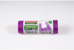 Mazzini Szemeteszsák, újrahasznosított, köthető füles, 60 l, 15 db, 59x72 cm, 13 , MAZZINI, lila (104037) - tonerpiac