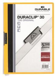 DURABLE Gyorsfűző, klipes, A4, DURABLE "DURACLIP® 30", sárga (220004) - tonerpiac