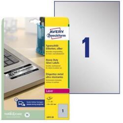 Avery-Zweckform Etikett, 210x297 mm, poliészter, időjárásálló, AVERY ZWECKOFRM, ezüst, 20 etikett/csomag (L6013-20) - tonerpiac