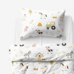 Goldea gyermek pamut ágyneműhuzat - élet a farmon 150 x 200 és 50 x 60 cm