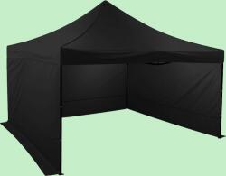 Expodom Gyorsan felállítható ollós sátor 4x4 m - acél szerkezet, Fekete, 3 oldalfal