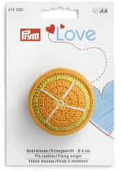PRYM Perna ace cu greutate de fixare, diametru 6 cm, design portocala, Prym Love 610330