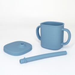 Coccorito Cana cu pai si capac din silicon, Coccorito, Blue (coco_cana_blue) Set pentru masa bebelusi