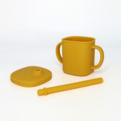Coccorito Cana cu pai si capac din silicon, Coccorito, Yellow (coco_cana_yellow) Set pentru masa bebelusi