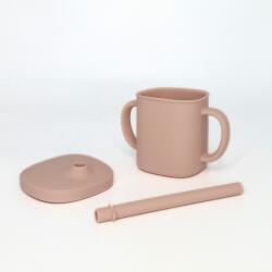 Coccorito Cana cu pai si capac din silicon, Coccorito, Soft Pink (coco_cana_softpink) Set pentru masa bebelusi