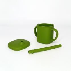 Coccorito Cana cu pai si capac din silicon, Coccorito, Green (coco_cana_green) Set pentru masa bebelusi