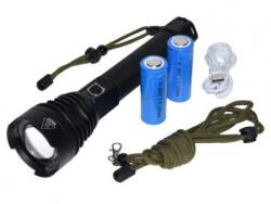  Lanterna Profesională LED XHP90 cu Acumulatori Li-Ion 5000mAh, Rezistentă la Șocuri, Zoom Telescopic, 3 Trepte de Lumină - Q-19A060 (Q-19A060)