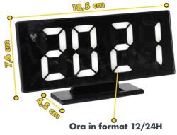  Ceas de Cameră Modern cu LED Alb și Alarmă Desteptător - Q-13B037 (Q-13B037)