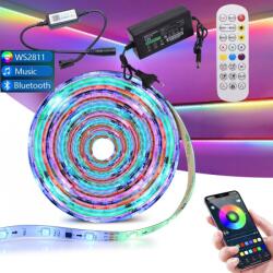  Banda Led 5m RGBIC WS2811 + Telecomanda + Controller Bluetooth iOS/Android, IP65, 300 LED - Q-18A108 (Q-18A108)