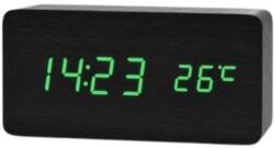  Ceas Digital Lemn Negru LED Verde cu Alarma, Data și Termometru - Q-13B005 (Q-13B005)
