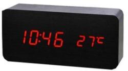  Ceas Digital Lemn Negru LED Roșu cu Alarmă, Termometru și Data - Q-13B006 (Q-13B006)