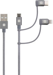 SKROSS Steel Line USB kábel, töltő, szinkron (microUSB, USB-C, lightning) 1, 2m (95890-3IN1CABLE-120-STEEL)