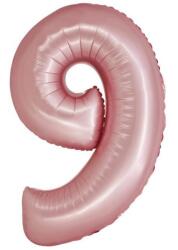  Rózsaszín 9-es Light Pink Mat szám fólia lufi 76 cm (MLG159196)