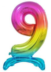  Színes Rainbow 9-es szám fólia lufi talppal 74 cm (MLG129151) - sandori