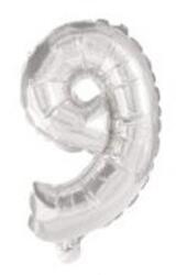  Ezüst Silver 9-es szám fólia lufi 10 cm (PNN91547) - sandori