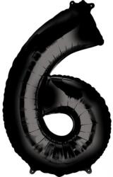  Fekete Black óriás szám fólia lufi 6-os, 86x55 cm (DPA3014501) - sandori