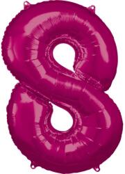  Rózsaszín Pink óriás szám fólia lufi 8-as, 83x53 cm (DPA9907291) - sandori