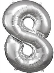  Ezüst Silver óriás szám fólia lufi 8-as, 83x55 cm (DPA9906293) - sandori