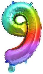  Színes Multicolour Metallic mini 9-es szám fólia lufi 36 cm (PNN92732) - sandori