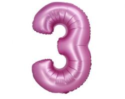  Rózsaszín Satin Pink 3-as szám fólia lufi 76 cm (MLG144918) - sandori