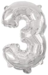  Ezüst Silver 3-as szám fólia lufi 95 cm (PNN92469)