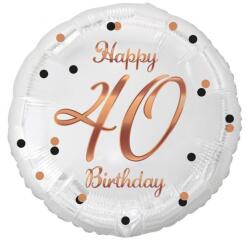  Happy Birthday 40 B&C White fólia lufi 36 cm (MLG155730)