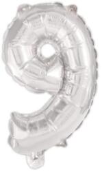  Ezüst Silver 9-es szám fólia lufi 95 cm (PNN92475) - sandori