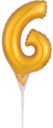  Arany Gold 6-os szám fólia lufi tortára 15 cm (DPA3735401)