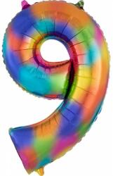  Színes Rainbow óriás szám fólia lufi 9-es 86x55 cm (DPA3853901)