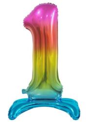  Színes Rainbow 1-es szám fólia lufi talppal 74 cm (MLG128970)