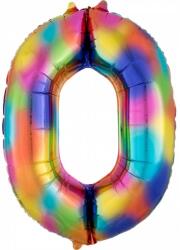  Színes Rainbow óriás szám fólia lufi 0-ás, 88x63 cm (DPA3853001) - sandori