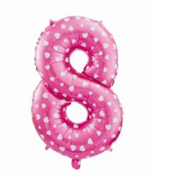 Rózsaszín Pink with Hearts 8-as szám fólia lufi 61 cm (MLG105988) - sandori