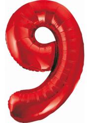  Piros 9-es Red szám fólia lufi 85 cm (MLG120707)
