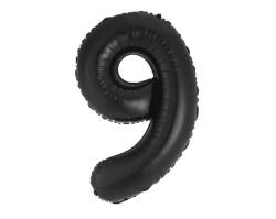  Fekete 9-es B&C Matt Black szám fólia lufi 85 cm (MLG189087) - sandori
