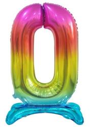  Színes Rainbow 0-ás szám fólia lufi talppal 74 cm (MLG128994) - sandori
