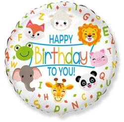  Állatos Happy Birthday Animals fólia lufi 48 cm (MLG312638) - sandori