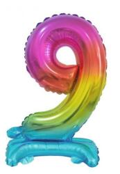  Színes Rainbow mini 9-es szám fólia lufi talppal 38 cm (MLG134803) - sandori
