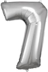  Ezüst Silver óriás szám fólia lufi 7-es, 83x55 cm (DPA9906292)