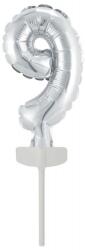  Ezüst Silver 9-es szám fólia lufi tortára 13 cm (DPA9912693) - sandori